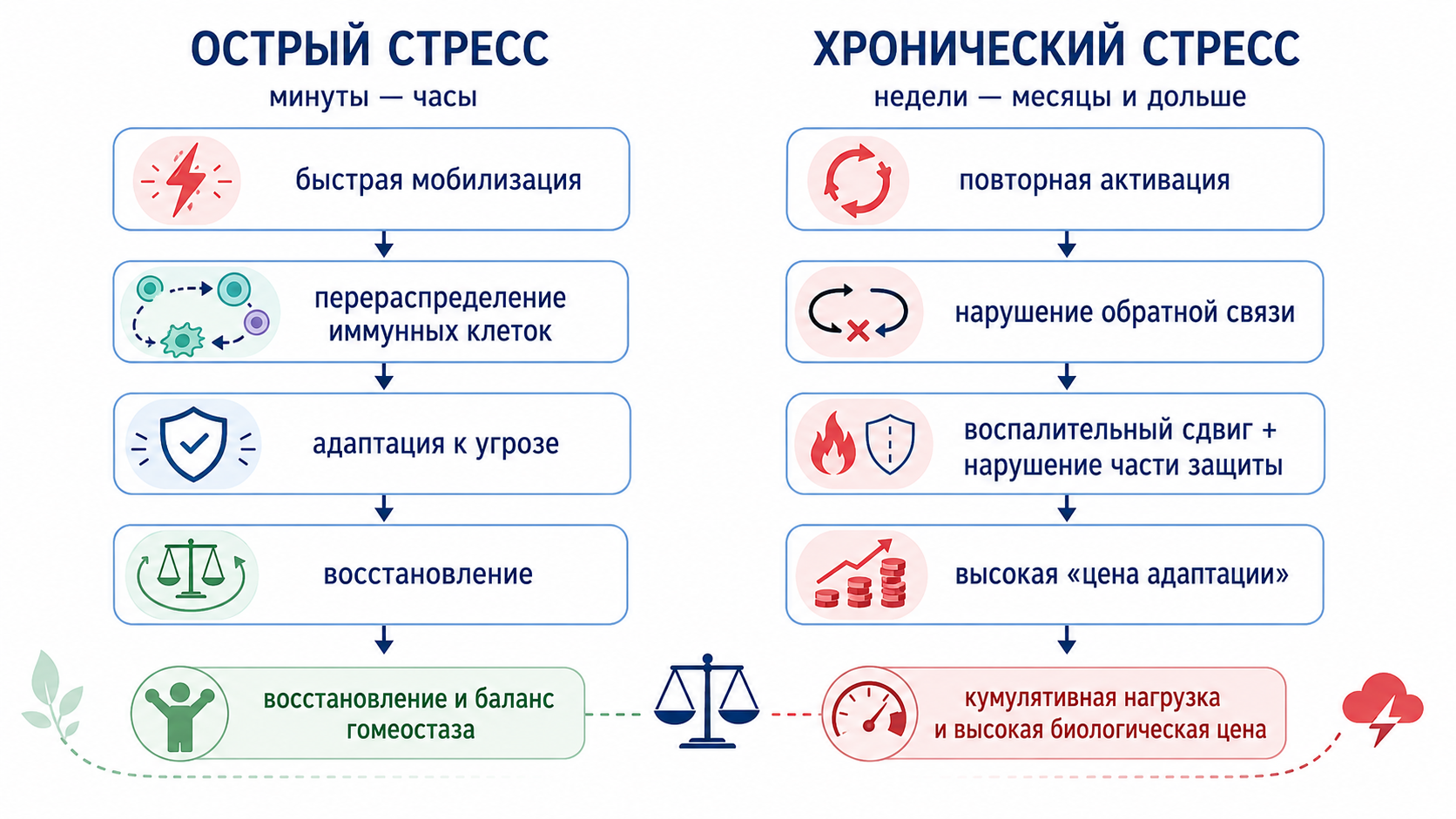 Схема: острый и хронический стресс — не одно и то же